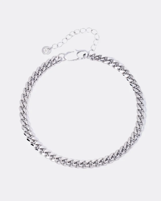 Sparkle For Less – Shop Jewelry Deals Now CLEAN CUBAN ANKLET. - 6MM WHITE GOLD