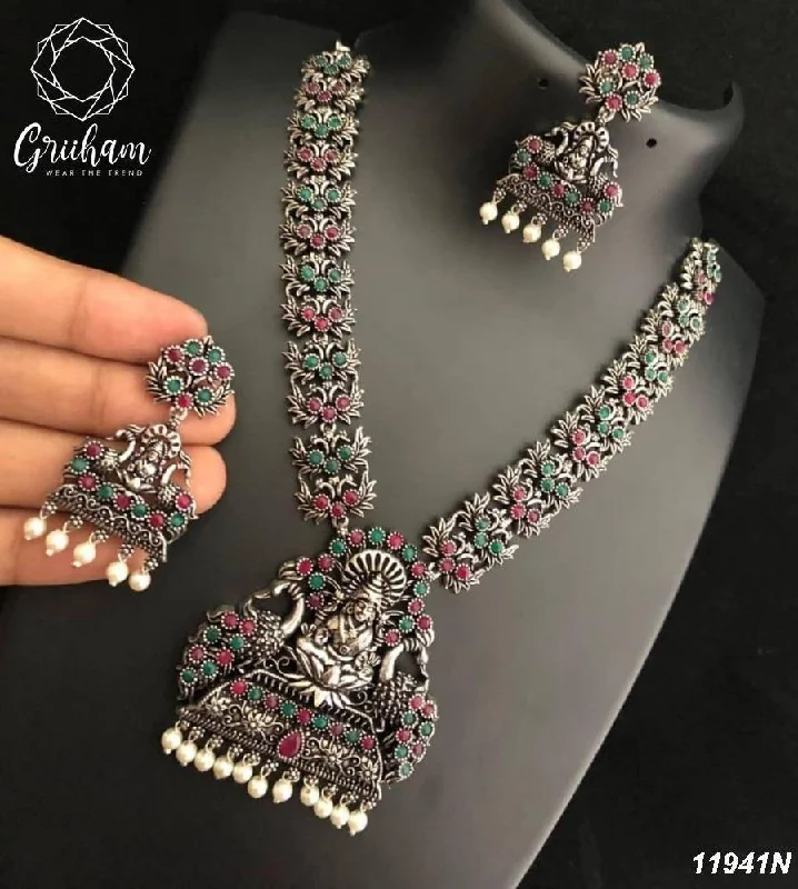 Sparkle More For Less – Jewelry Sale Happening Now Oxidised silver Antique Finish Best seller Laxmi pendant Set 11940N