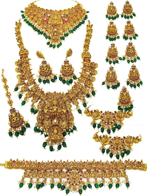 Timeless Elegance, Temporary Discounts – Act Fast Exclusive Premium Gold finish necklace Combo set Bridal set 1st quality only 8482N