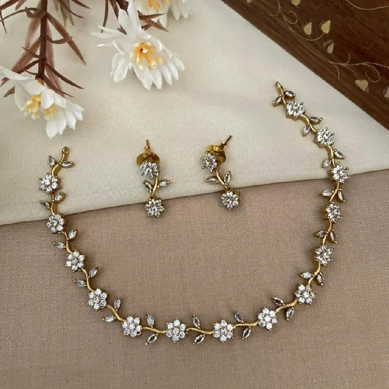 Get The Jewelry You Love At A Price You Love Gold Plated zercon floral concept Necklace Set