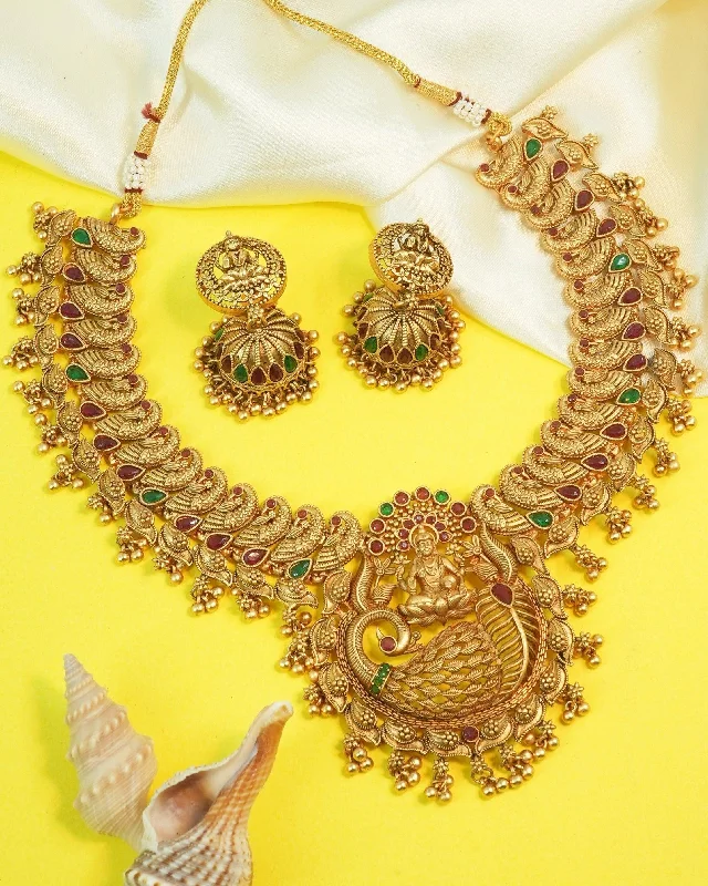 Elegant Jewelry Pieces At Unbelievable Prices Premium Gold Plated Classic Laxmi Necklace set 11327N