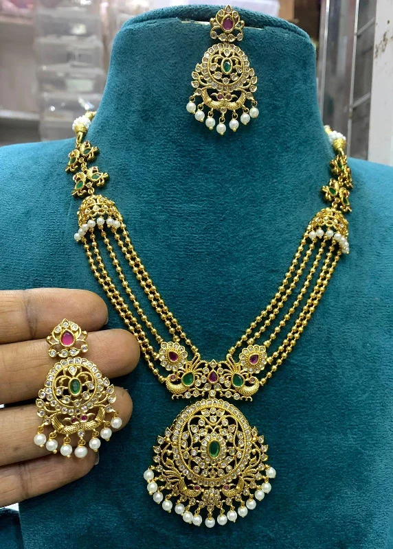 Unique Jewelry For Less – Shop The Sale Now Premium Gold plated Zercon CZ stone Necklace Set 23100N