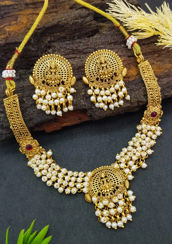 Final Call For Exquisite Jewelry At Reduced Rates Premium Gold plated Pearl Laxmi Necklace Set Final Call For Exquisite Jewelry At Reduced Rates Premium Gold plated Pearl Laxmi Necklace Set