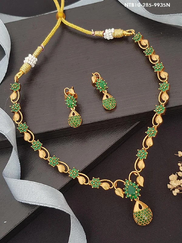 Best Jewelry Sale Prices – Limited-Time Offer Sayara Collection Floral drop CZ stone Party Wear Necklace Set 9416N