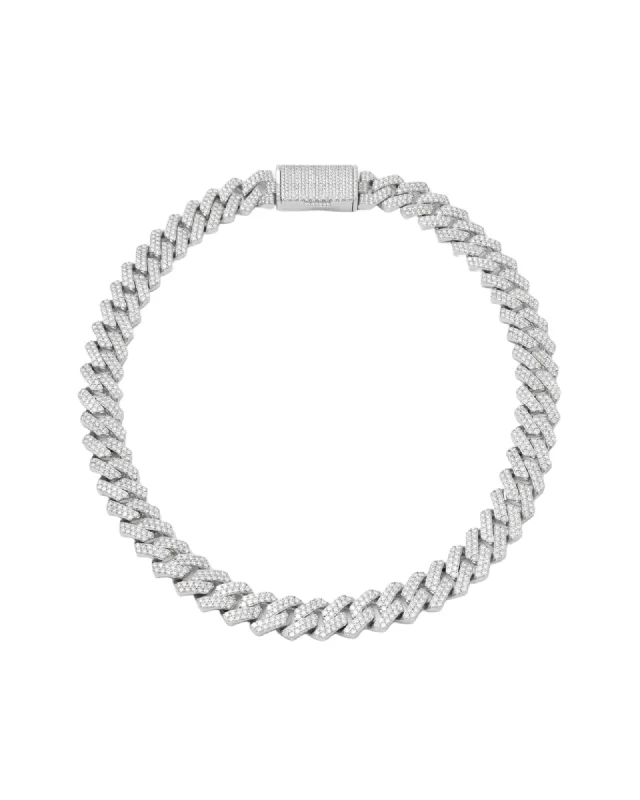 Trending Jewelry Styles Now At Limited-Time Discounts 14mm Prong Pavé Rhodium coated Silver Necklace w. Moissanite