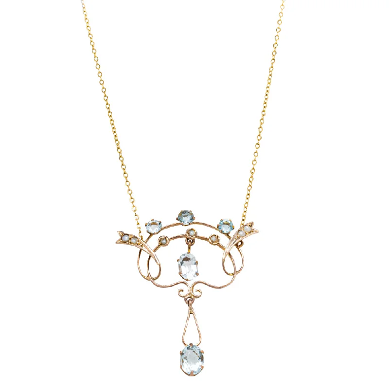 Special Sale On Handcrafted Jewelry – Shop Today Deja Vu 9ct Yellow Gold Blue Glass & Seed Pearl Pendant