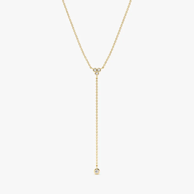 High-Quality Gemstone Jewelry For Special Occasions Diamond Cluster Lariat Necklace, Victoria