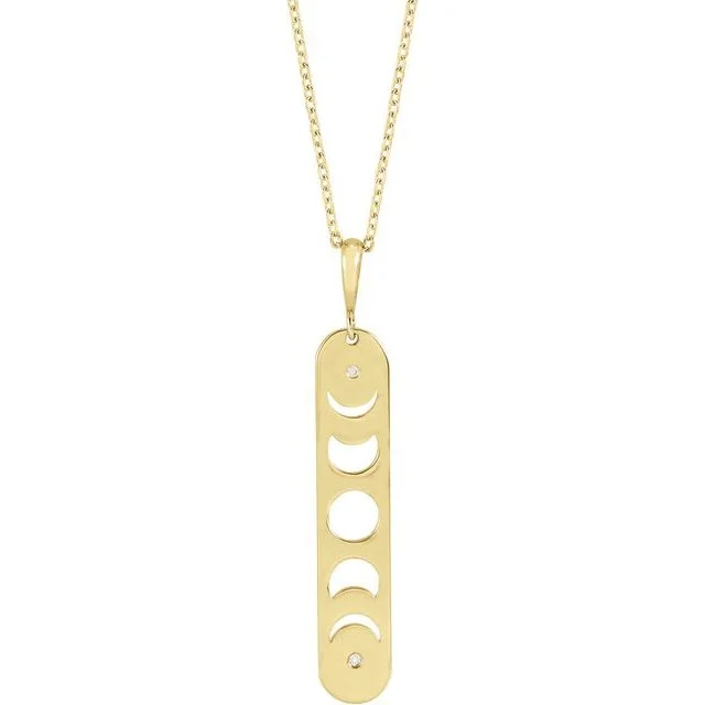 Big Discounts On Elegant Jewelry Collections 14k Yellow Gold Diamond Moon Phase Bar Necklace 16-18"