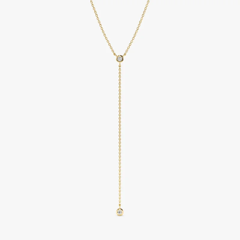 Limited Stock On Premium Jewelry At Low Prices Double Diamond Lariat Y Necklace In Solid Gold, Susie