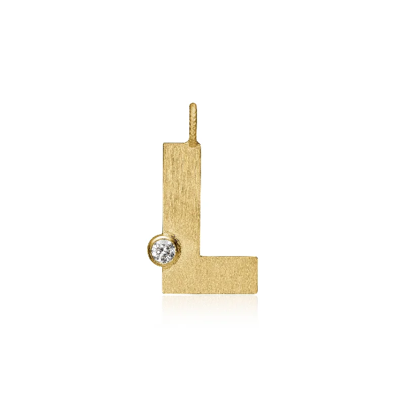 Handcrafted Jewelry Sale – Unique Designs At Low Prices Letter L 18K Gold Pendant w. Diamond
