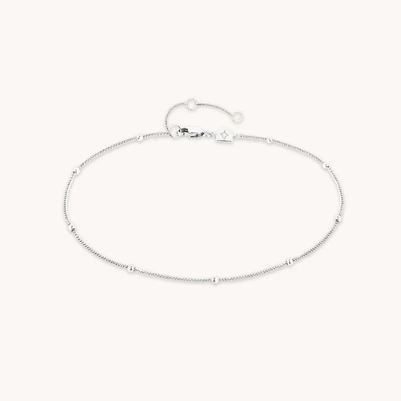 Premium Diamond Jewelry For Unforgettable Moments Essential Beaded Chain Anklet in Silver Premium Diamond Jewelry For Unforgettable Moments Essential Beaded Chain Anklet in Silver