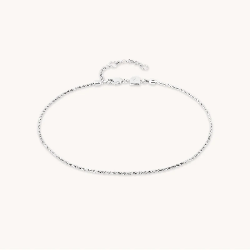 Adjustable Charm Bracelets For A Perfect Fit Essential Rope Chain Anklet in Silver