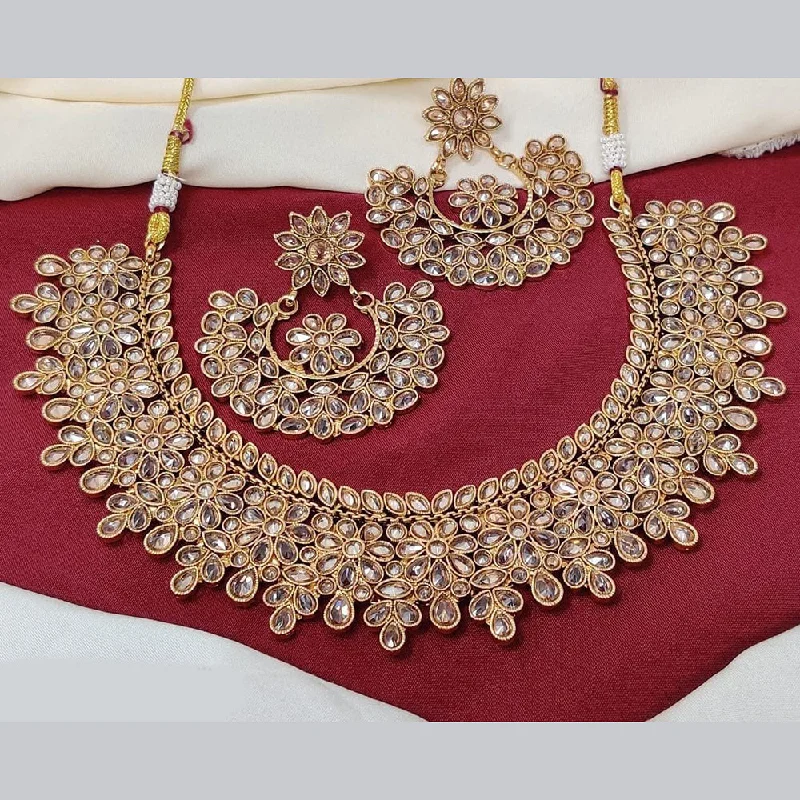 Affordable Gold-Plated Jewelry For Modern Fashion FS Collection Gold Plated Crystal Stone Necklace Set