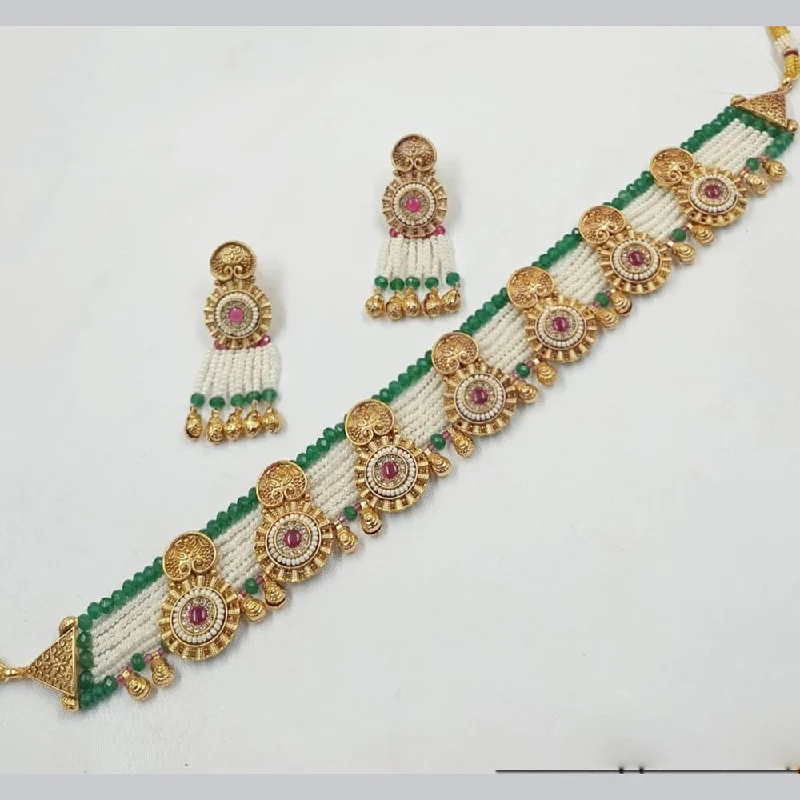Upgrade Your Collection With Our Limited-Time Jewelry Sale FS Collection Gold Plated Kundan Stone Choker Necklace Set