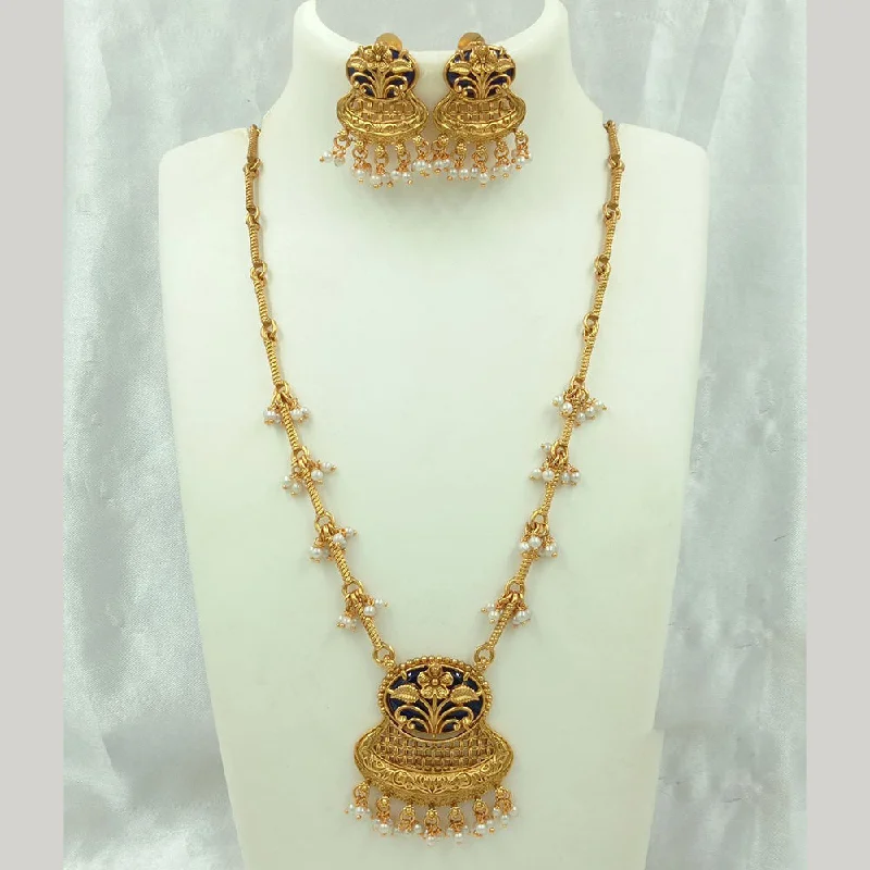 High-End Sparkle, Low-End Prices – Shop Now FS Collection Gold Plated Pearl Long Necklace Set