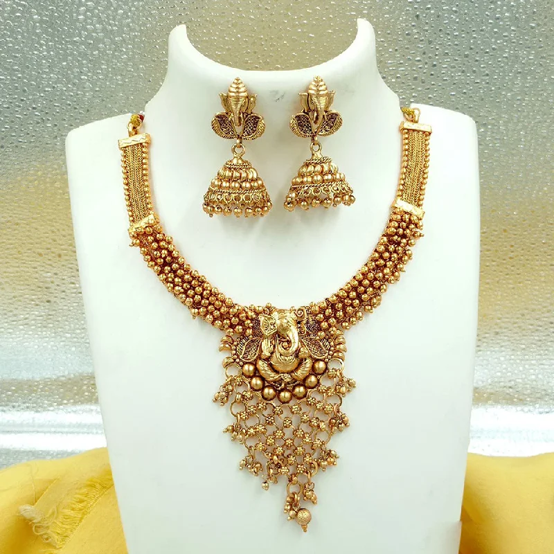 Jewelry Clearance Event – Last Chance For Stunning Deals FS Collection Gold Plated Pearls Lord Ganesha Necklace Set