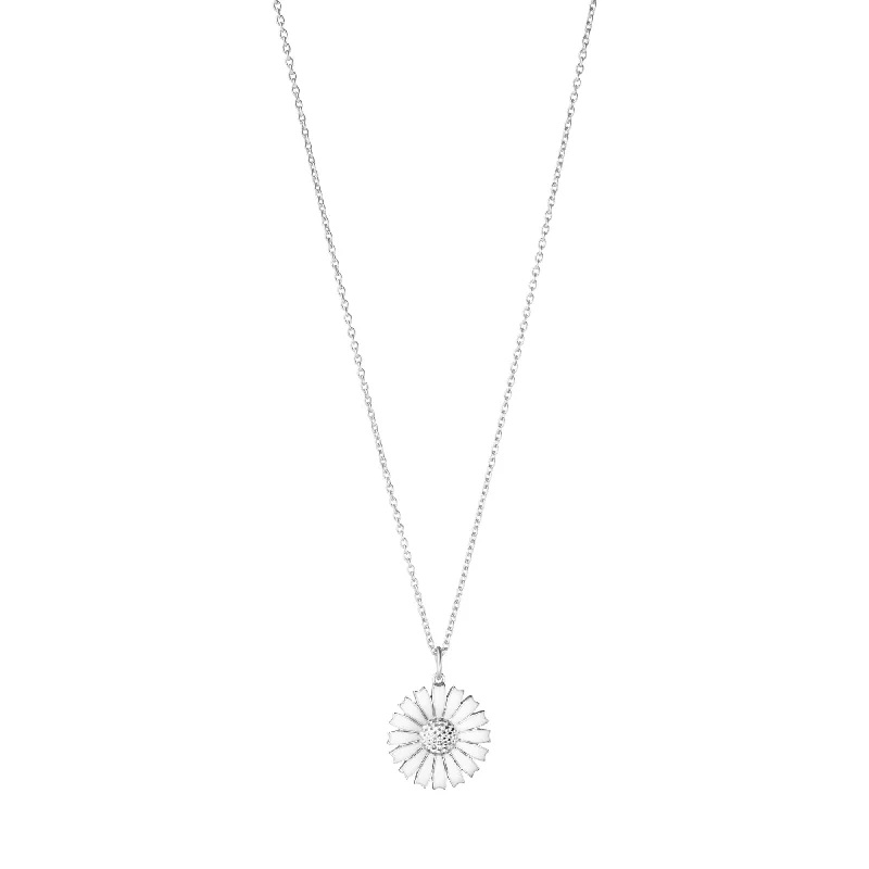 Affordable Glamour – Premium Jewelry For Less Daisy Silver Necklace w. White Enamel