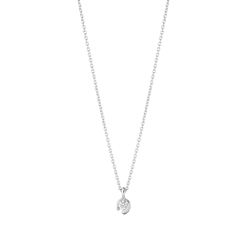 Luxury Jewelry Now At Special Promotional Rates Mercy 18K White Gold Necklace w. 0.05 ct Diamond