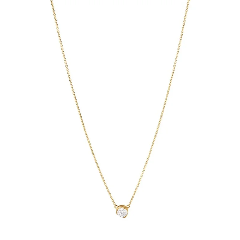 Seasonal Jewelry Deals – Elevate Your Style Signature Solitaire 18K Gold Necklace w. 0.20ct Diamond