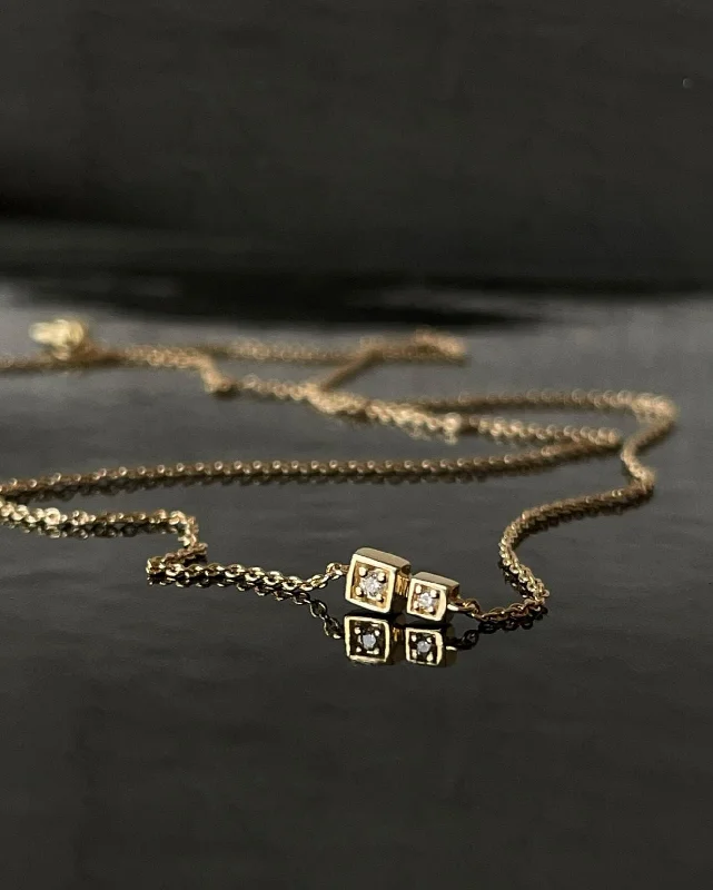 Flash Sale On Stunning Jewelry – Don't Miss Out Cube no 2. 14K Gold Necklace w. Diamonds