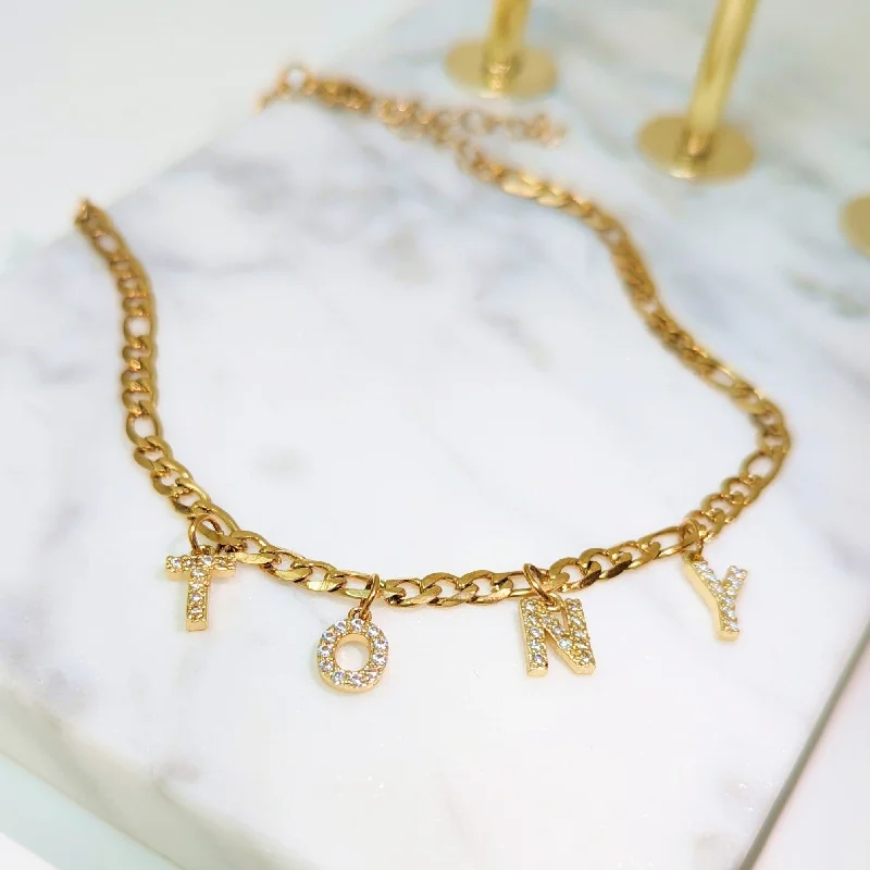 Breathtaking Jewelry At Limited-Time Savings Gold Diamond Letter Name Anklet