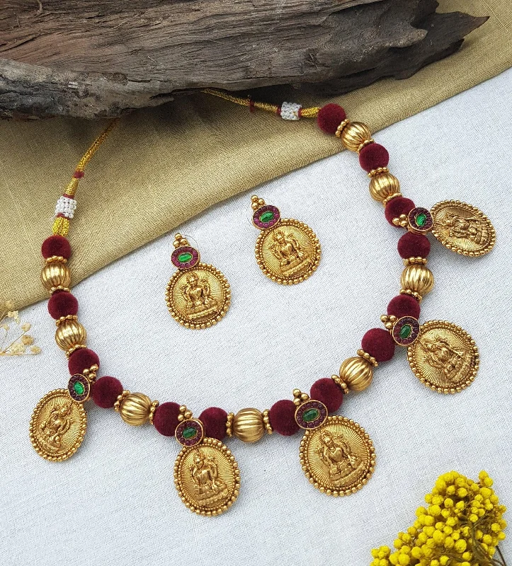 Breathtaking Jewelry At Limited-Time Savings Gold Plated Cute Laxmi Coin Necklace Set 22651N