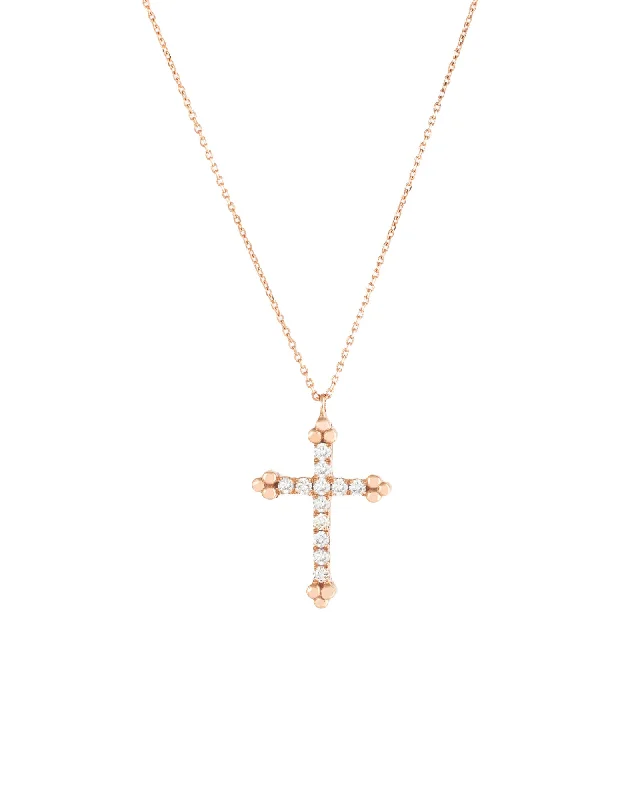 Fashion-Forward Jewelry At Exclusive Discounts Cross 18K Gold, Whitegold or Rosegold Necklace w. 12 Diamonds