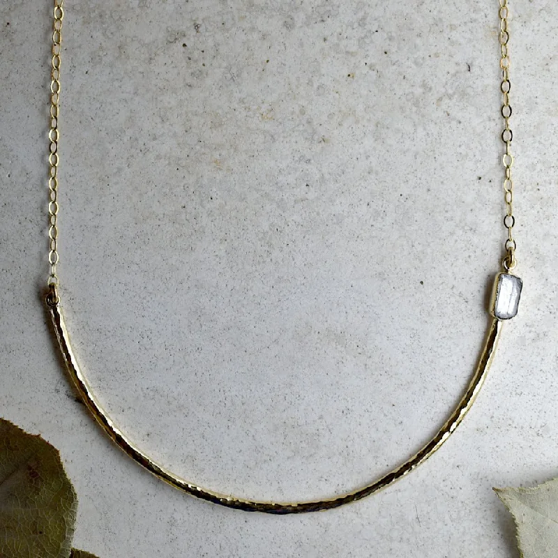 Affordable Luxury Jewelry – Style At A Great Price Hammered Crescent Necklace with Accent Stone