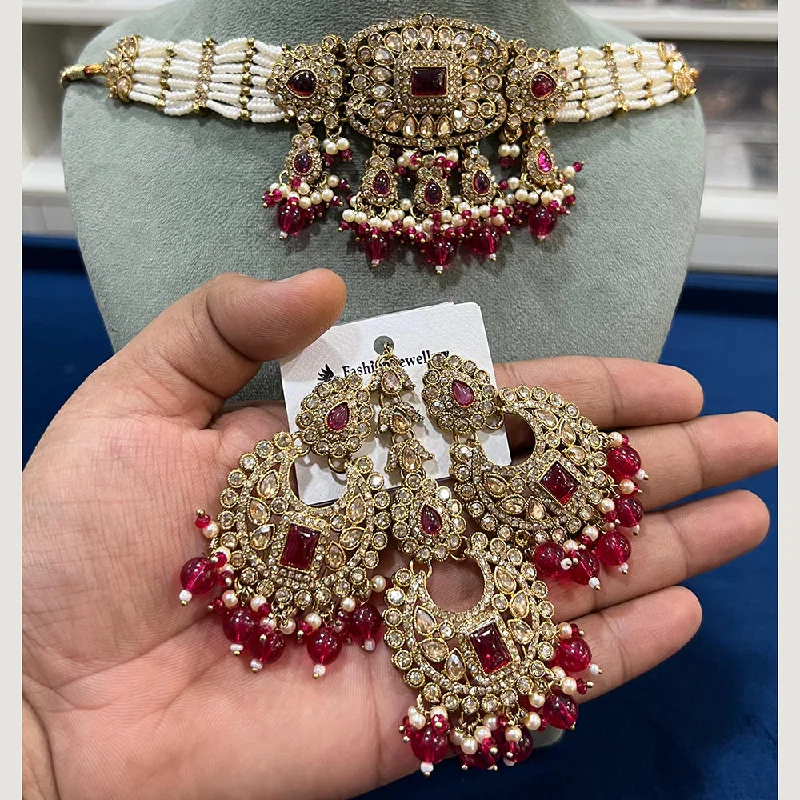 The Perfect Jewelry Piece At The Perfect Discount Hira Collections Gold Plated Crystal Stone And Beads Necklace Set