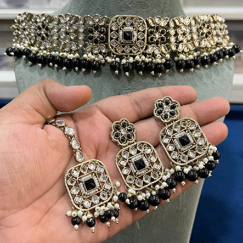 Premium Jewelry, Premium Discounts – Act Fast Hira Collections Gold Plated Kundan Stone And Beads Choker Necklace Set