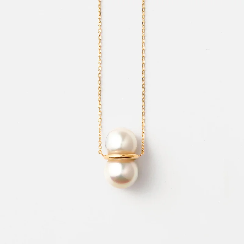 Final Call For Exquisite Jewelry At Reduced Rates Twin Pearl L 18K Gold Necklace