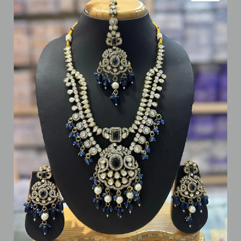High-Quality Gemstone Jewelry For Special Occasions JCM Gold Plated Ad Stone And Beads Necklace Set