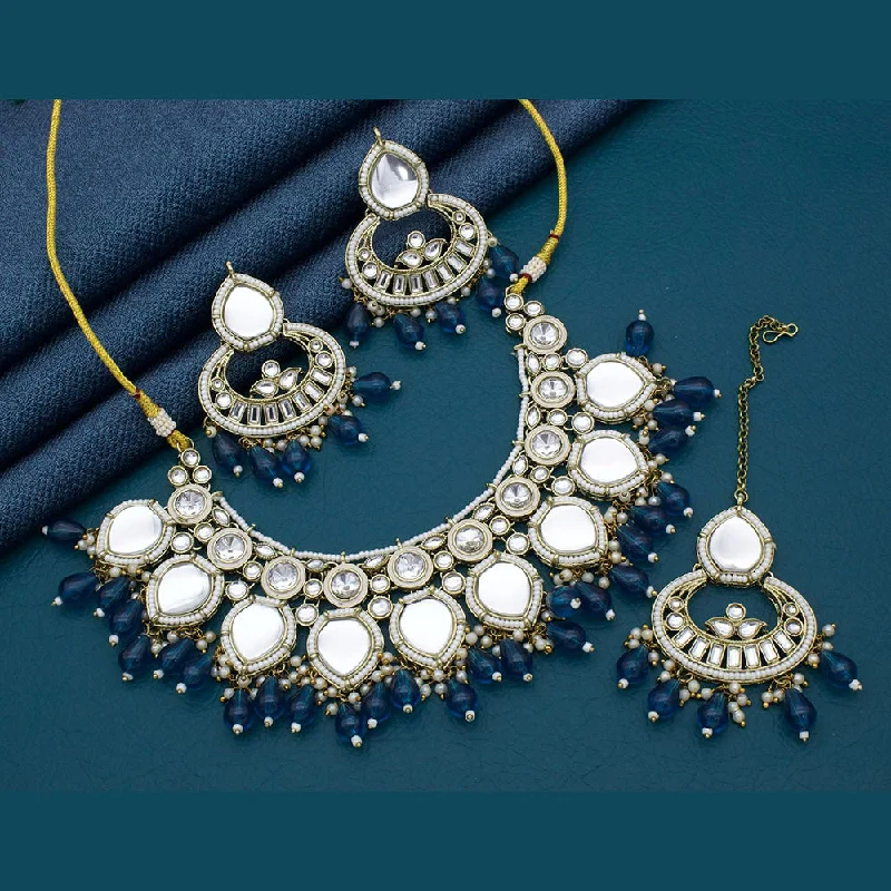 Buy More, Save More On Stunning Jewelry Pieces JCM Gold Plated Kundan Stone And Beads Necklace Set