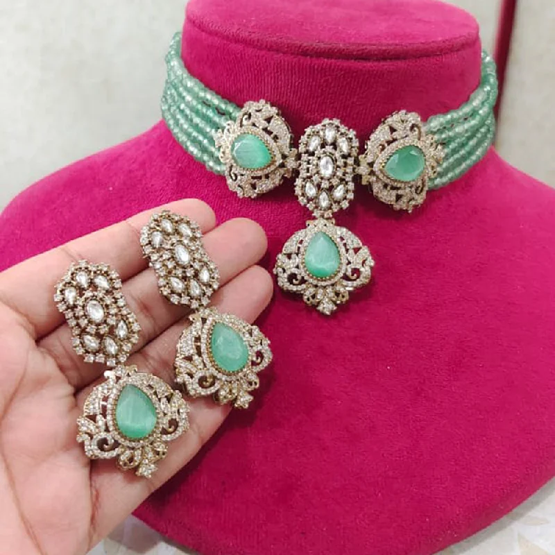 Premium Jewelry, Premium Discounts – Act Fast JCM Gold Plated Polki Kundan Stone And Pearls Choker Necklace Set