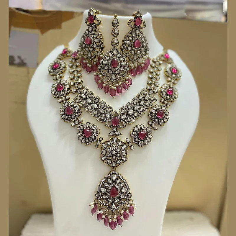 Your Dream Jewelry At Dream Prices – Shop Now JCM Gold Plated Polki Kundan Stone And Pearls Long Necklace Set