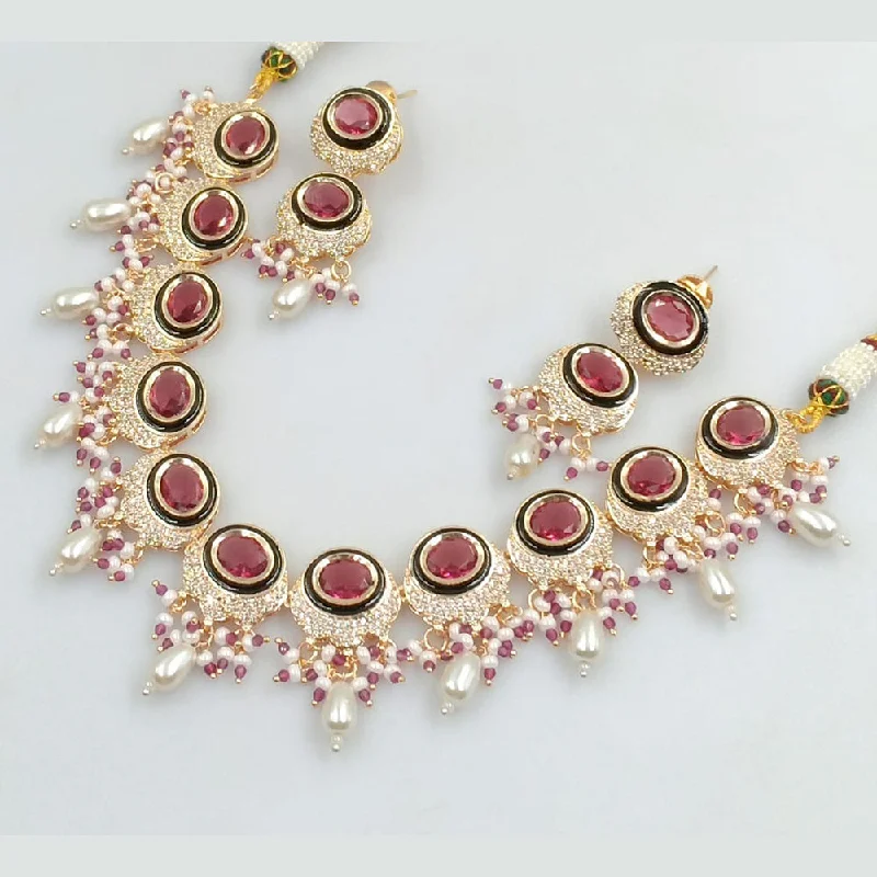 Luxury Jewelry At Budget-Friendly Prices – Grab Yours Now JCM Gold Plated Polki Kundan Stone And Pearls Necklace Set
