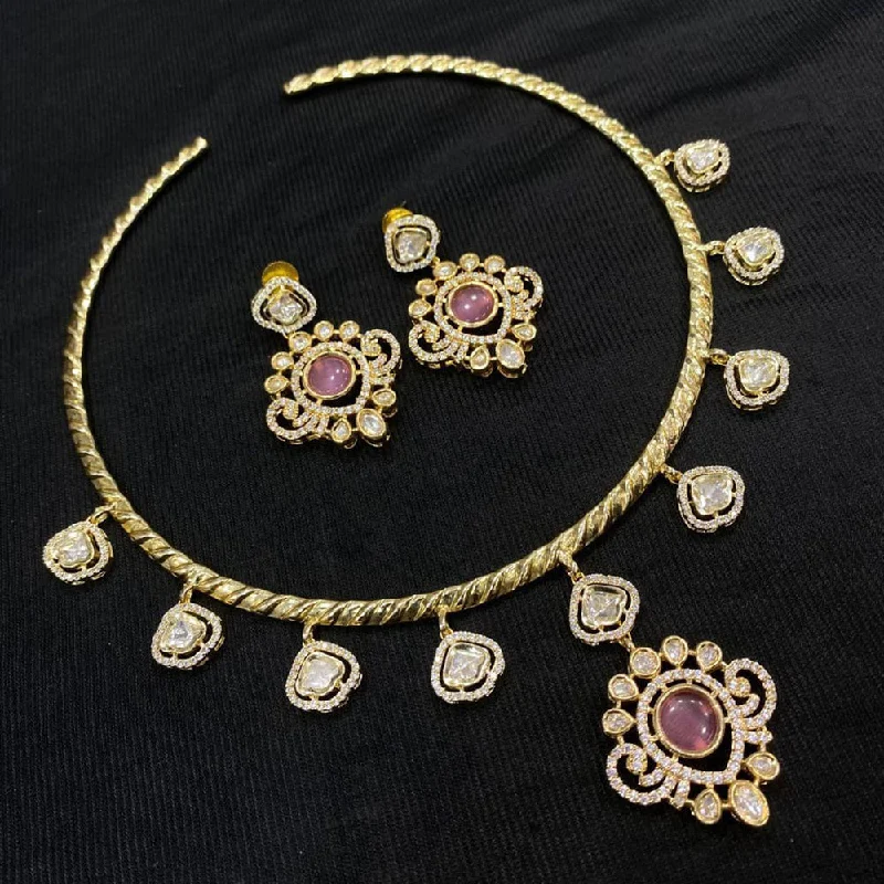 Upgrade Your Collection With Our Limited-Time Jewelry Sale JCM Gold Plated Polki Kundan Stone Choker Necklace Set