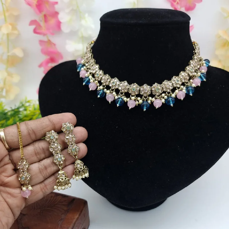 Flash Sale On Exquisite Jewelry – Don't Miss Out JCM Gold Plated Pota Stone And Beads Pearls Choker Necklace Set