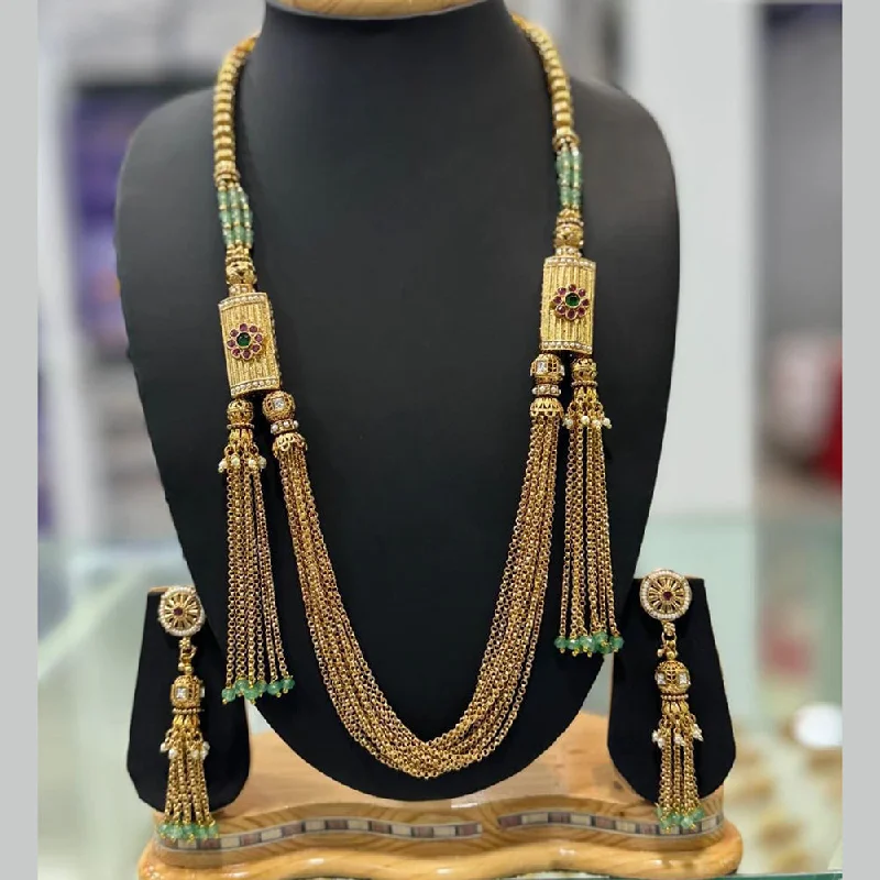 Flash Sale On Stunning Jewelry – Limited Stock Available JCM Gold Plated Pota Stone Pearls Long Necklace Set