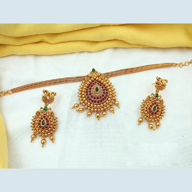 Shop Dazzling Jewelry With Special Promotional Discounts Joyful Jewel Art Matte Gold Plated Pota Stone Necklace Set