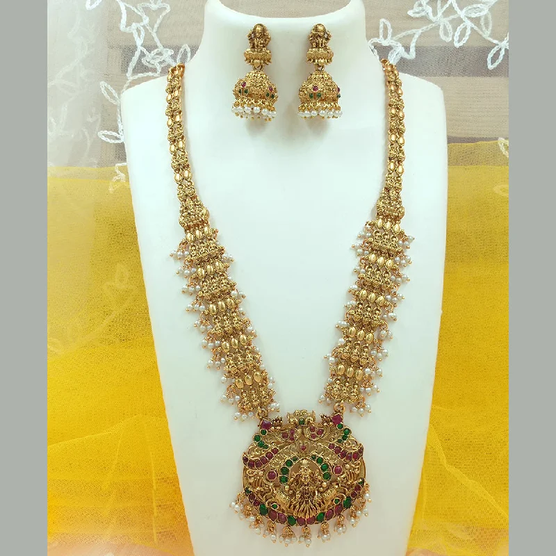 Holiday Jewelry Sale – Perfect Gifts At Great Prices Joyful Jewel Art Matte Gold Plated Pota Stone Temple Long Necklace Set