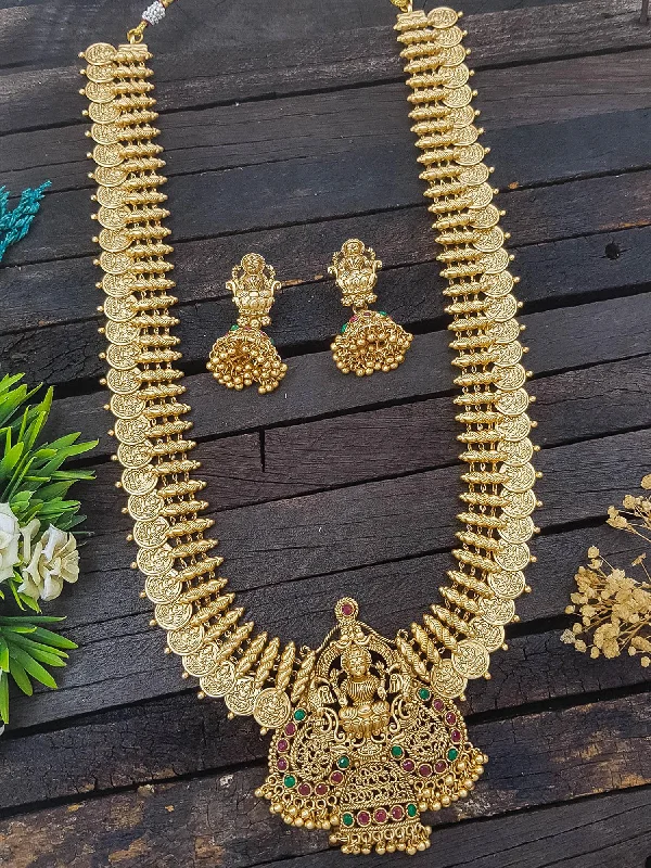 Beautiful Jewelry, Breathtaking Discounts – Hurry In Kasu Premium Antique Lakshmi Long Necklace Set