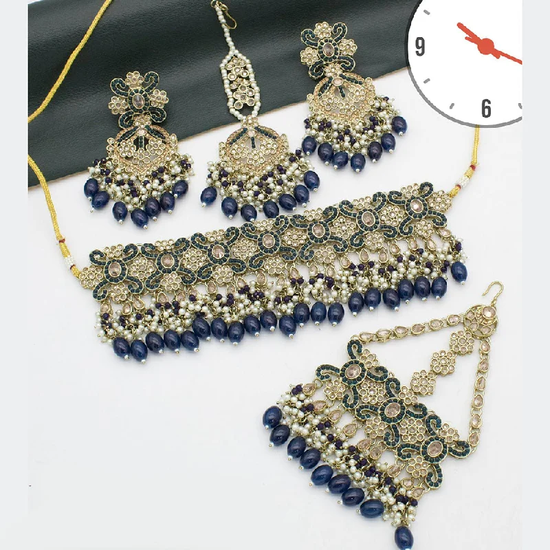 High-Quality Jewelry At A Fraction Of The Cost Kavita Art Gold Plated Crystal Stone And Pearls Choker Necklace Set