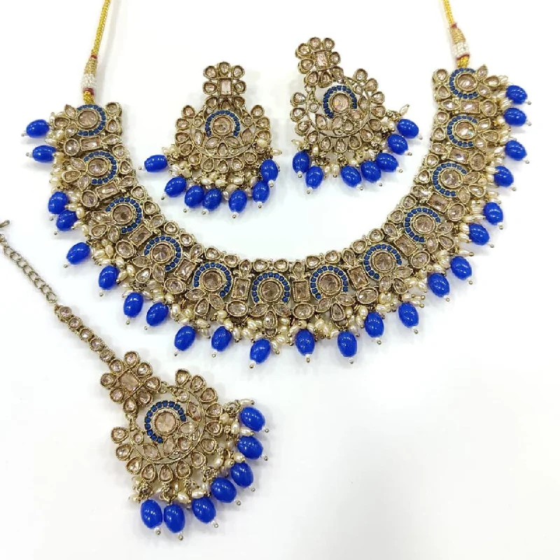 Timeless Jewelry At Special Discount Rates Kavita Art Gold Plated Crystal Stone And Pearls Necklace Set