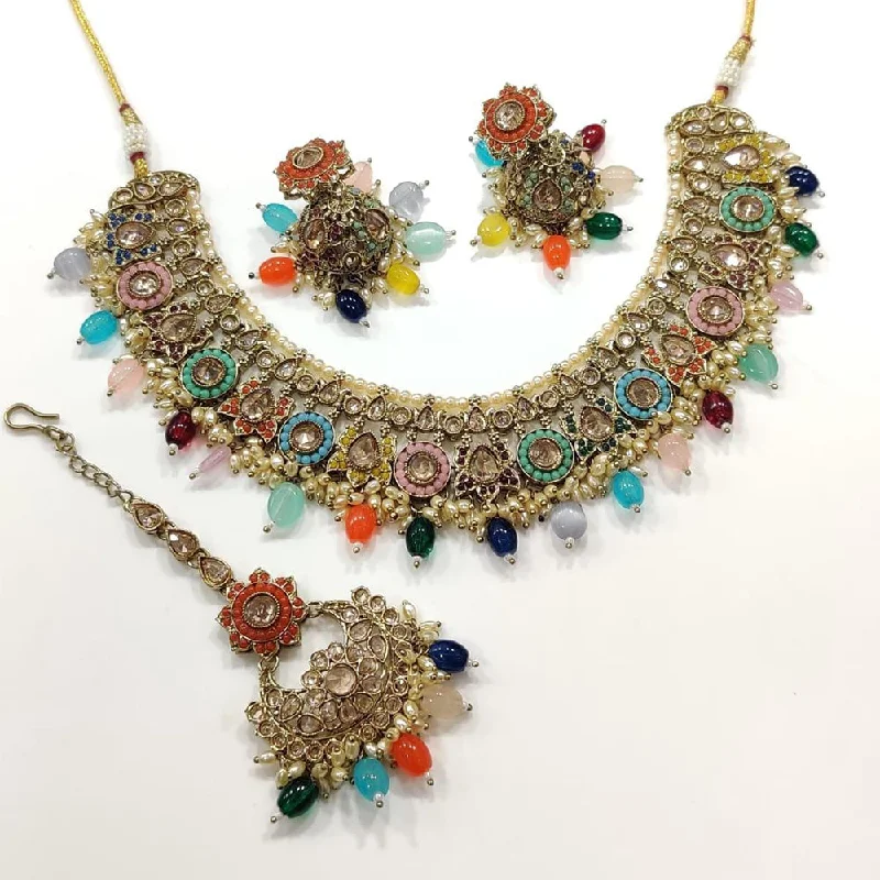 Chic And Stylish Jewelry At Exclusive Prices Kavita Art Gold Plated Crystal Stone And Pearls Necklace Set