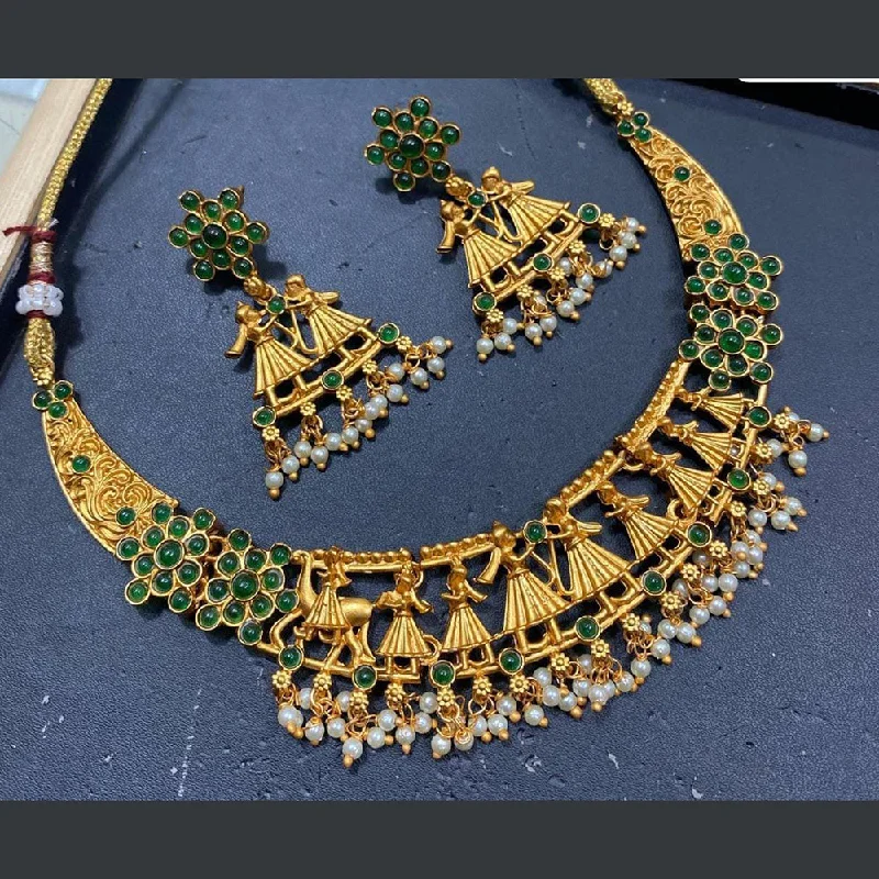 Don't Miss Out On Jaw-Dropping Jewelry Discounts Kavita Art Gold Plated Kundan Stone And Temple Necklace Set