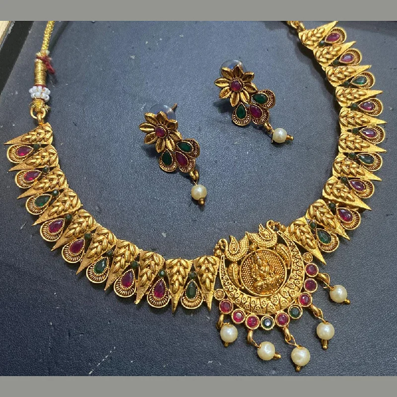 Unmissable Jewelry Clearance – Final Reductions Kavita Art Gold Plated Pota Stone And Temple Necklace Set