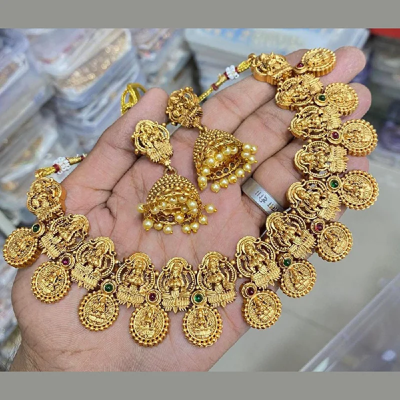 Classic And Modern Jewelry Styles On Sale Kavita Art Gold Plated Pota Stone And Temple Necklace Set