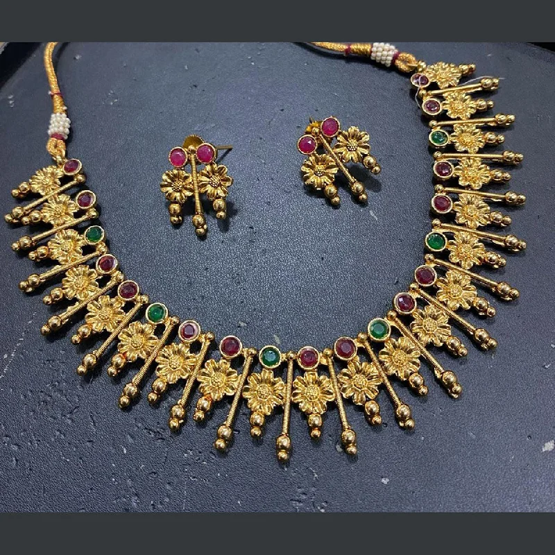 Handcrafted Beauty At Affordable Prices Kavita Art Gold Plated Pota Stone Necklace Set