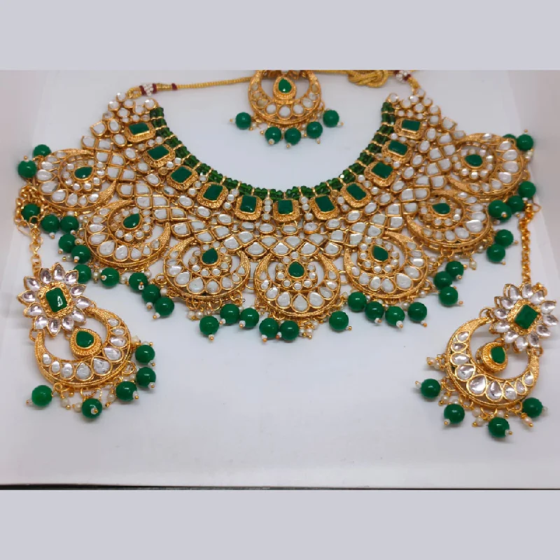 Limited-Time Jewelry Sale – Don't Miss These Deals Khushboo Jewellers Gold Plated Kundan Stone And Beads Necklace Set